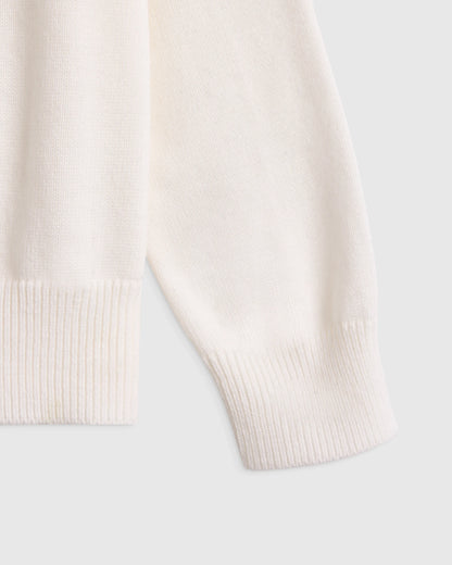 100% Organic Cotton Crewneck Cardigan - 0-3M / Ivory