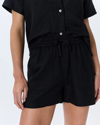 100% European Linen Shorts - XS / Taupe Brown Gingham