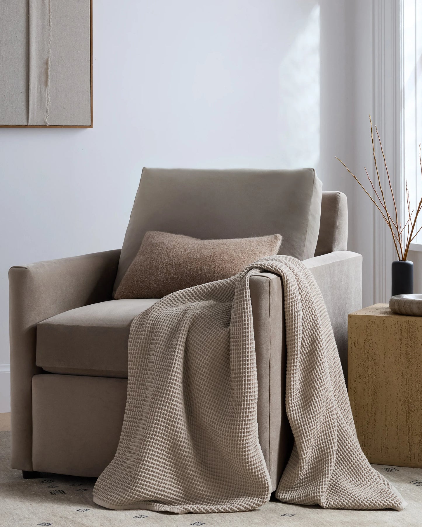 Organic Waffle Throw - 50x70 / Dried Sage