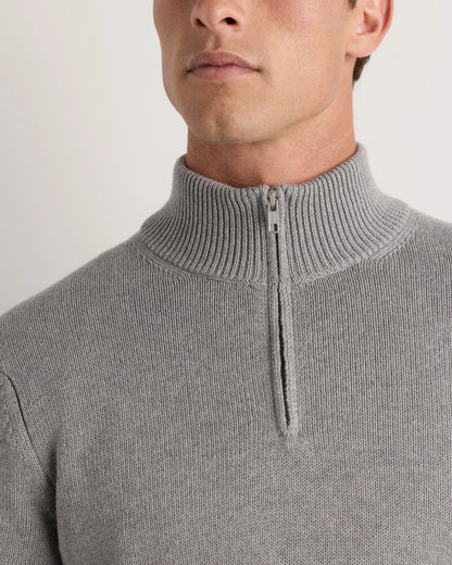 100% Organic Cotton Quarter-Zip Sweater - S / Moonstone Blue
