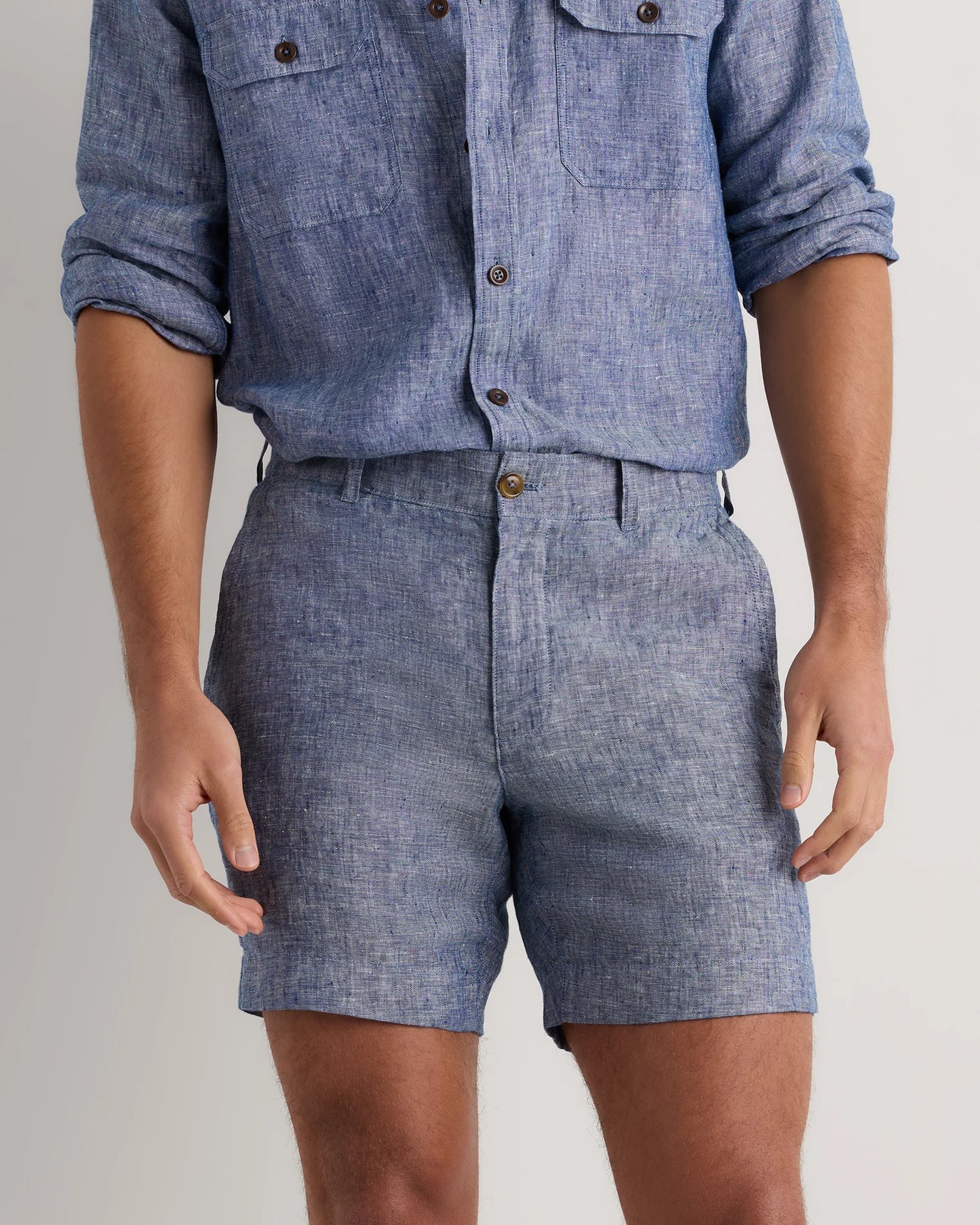100% European Linen Trouser Shorts - 7" - S / Bayberry Olive