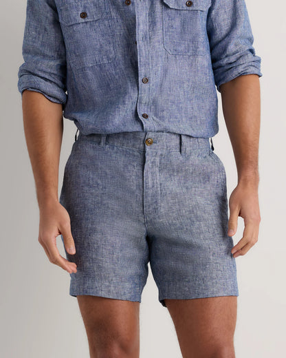 100% European Linen Trouser Shorts - 7" - S / Bayberry Olive