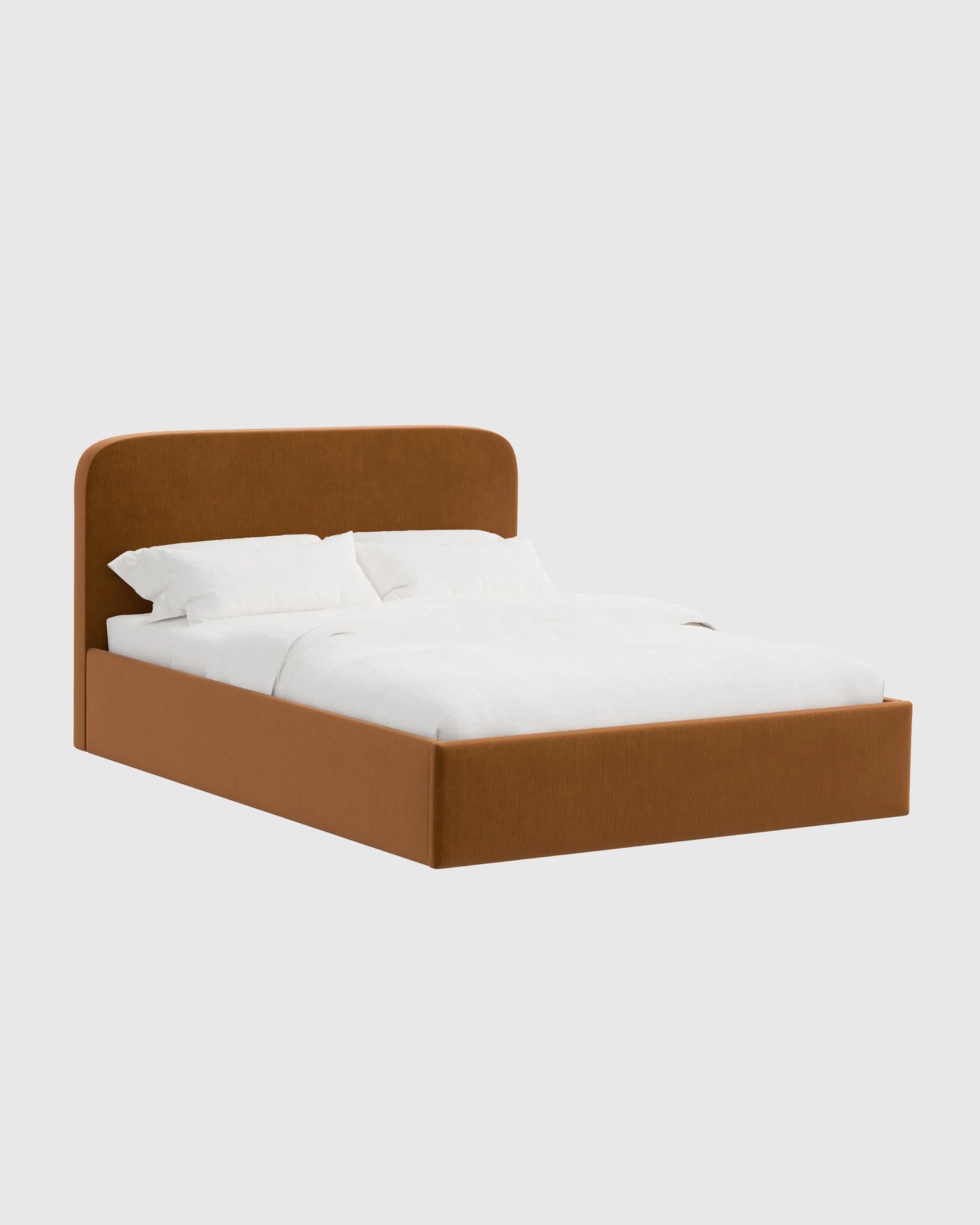 Curved Bed in Performance Velvet - Full / Walnut