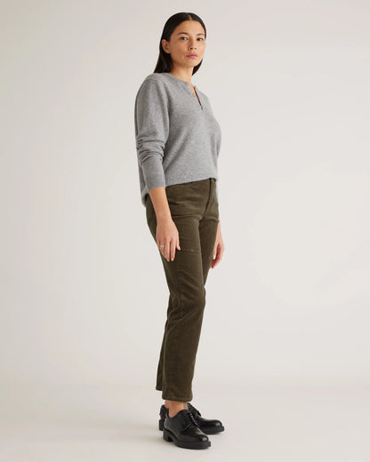 Organic Stretch Corduroy Straight Leg Pants - 0 / Espresso