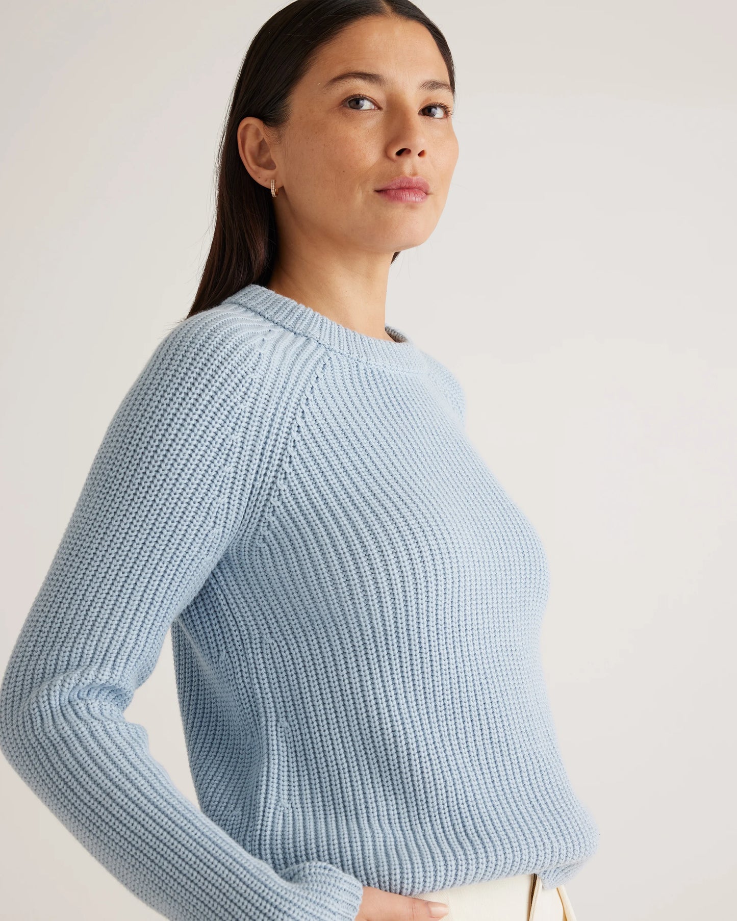 100% Organic Cotton Fisherman Crew Sweater - XS / Sapphire Blue