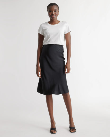 100% Washable Silk Skirt - XS / Champagne