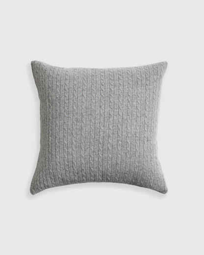 Cable Knit Cashmere Pillow Cover - 20x20 / Heather Grey