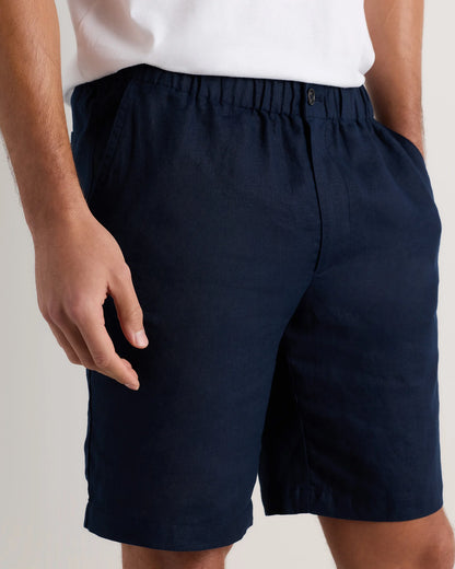 100% European Linen Shorts - 9" - S / Black