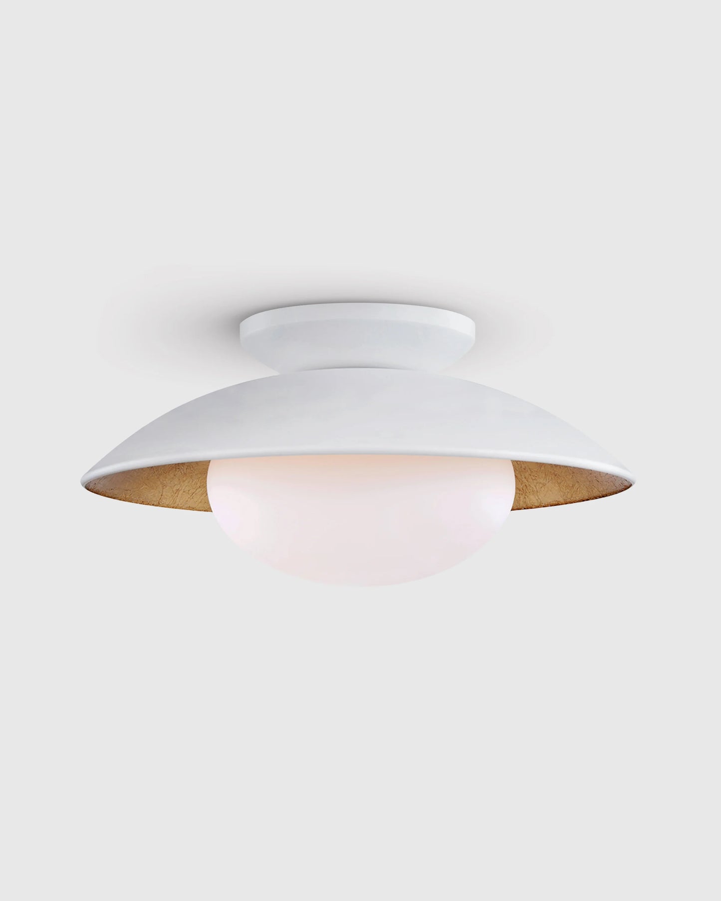 Steel and Gold Foil Flush Mount - One Size / White