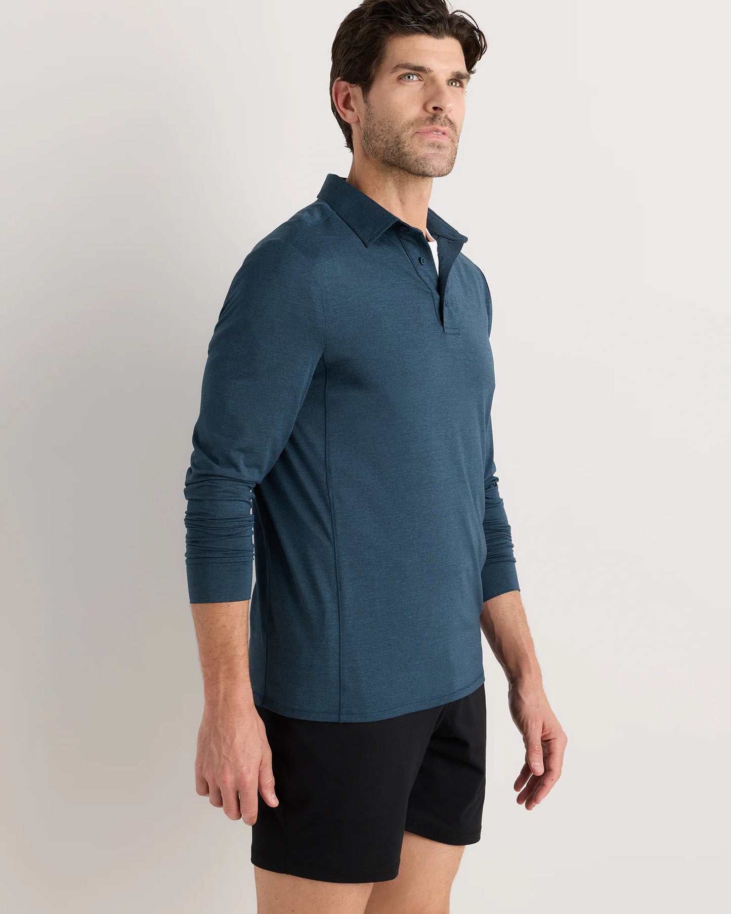 Flowknit Breeze Performance Long Sleeve Polo - XS / Heather Black