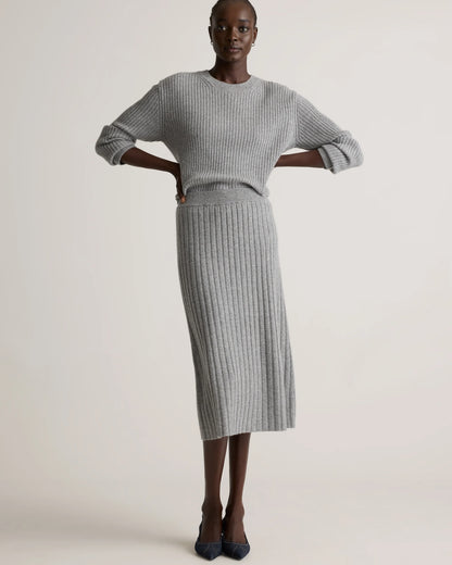 Mongolian Cashmere Midi Skirt - XS / Brown