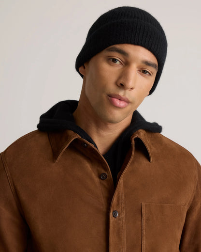 Mongolian Cashmere Ribbed Beanie - XS/S / Heather Charcoal