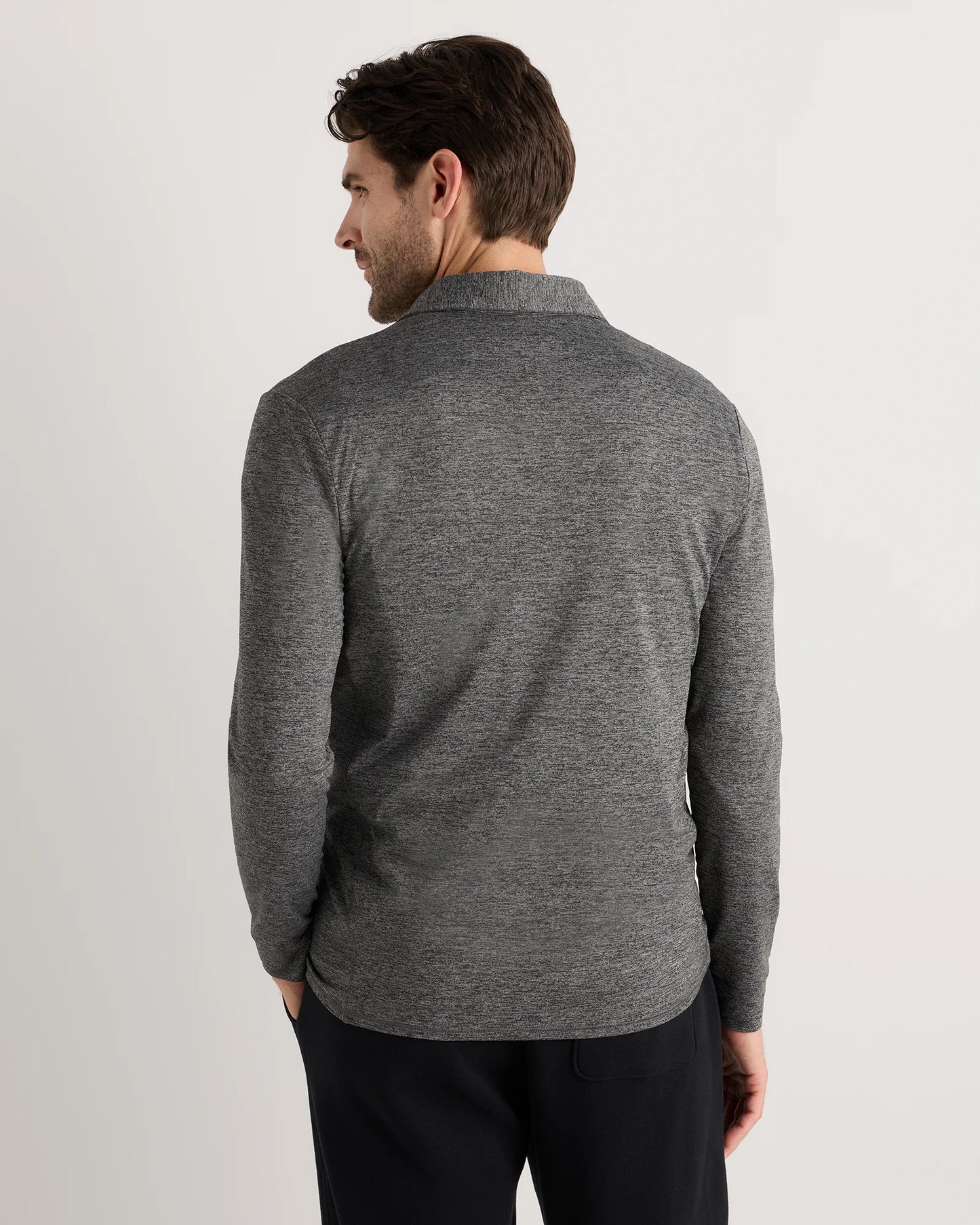Flowknit Breeze Performance Long Sleeve Polo - XS / Heather Black