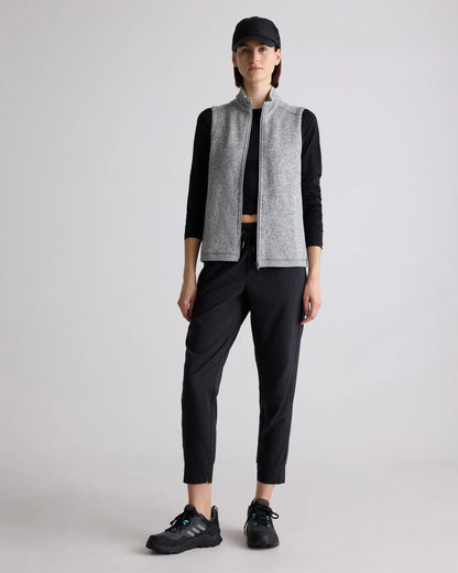 Sweater-Knit Fleece Full-Zip Vest - XS / Heather Mineral Green