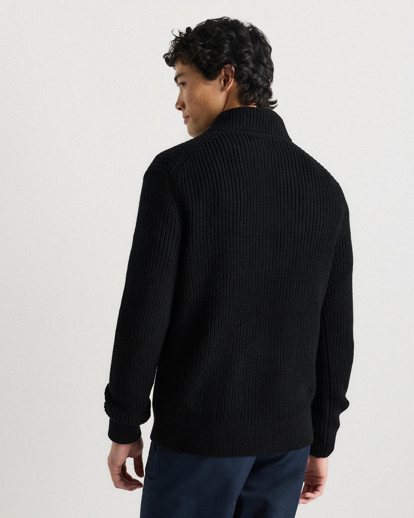 Australian Merino Wool Half Zip Sweater - S / Heather Bone