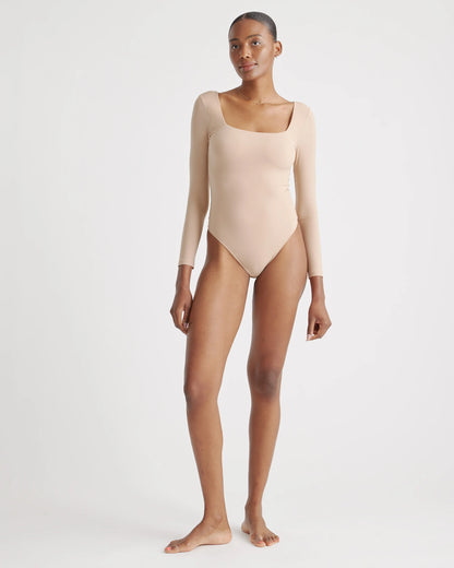 Second Skin Square Neck Long Sleeve Bodysuit - XS / Black