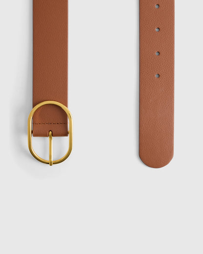 Cleo Oval European Leather Belt - XS / Black