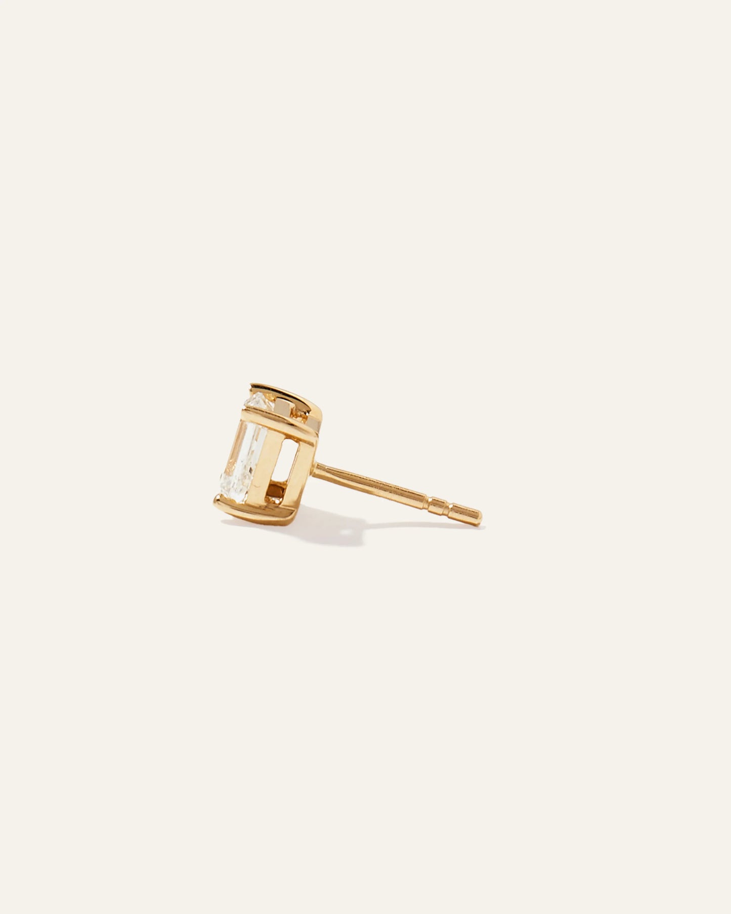 14k Gold Lab Grown Diamond Emerald Solitaire Studs - 2ctw - One Size / Yellow Gold