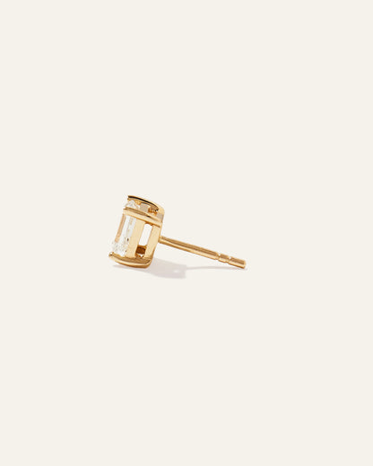14k Gold Lab Grown Diamond Emerald Solitaire Studs - 2ctw - One Size / Yellow Gold