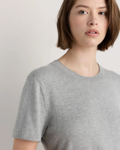 Lightweight Cotton Cashmere Relaxed Sweater Tee - XS / Sugar Stone
