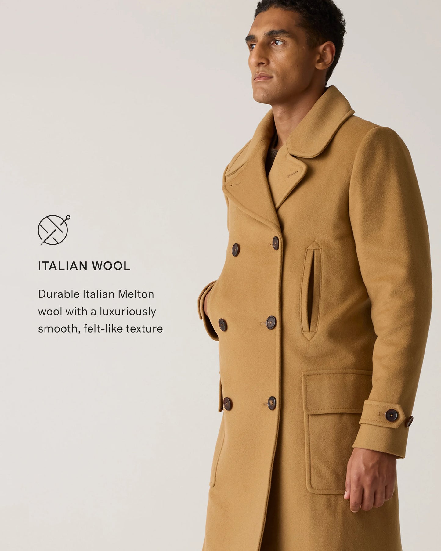 Italian Wool Double-Breasted Officer Topcoat - S / Heather Charcoal