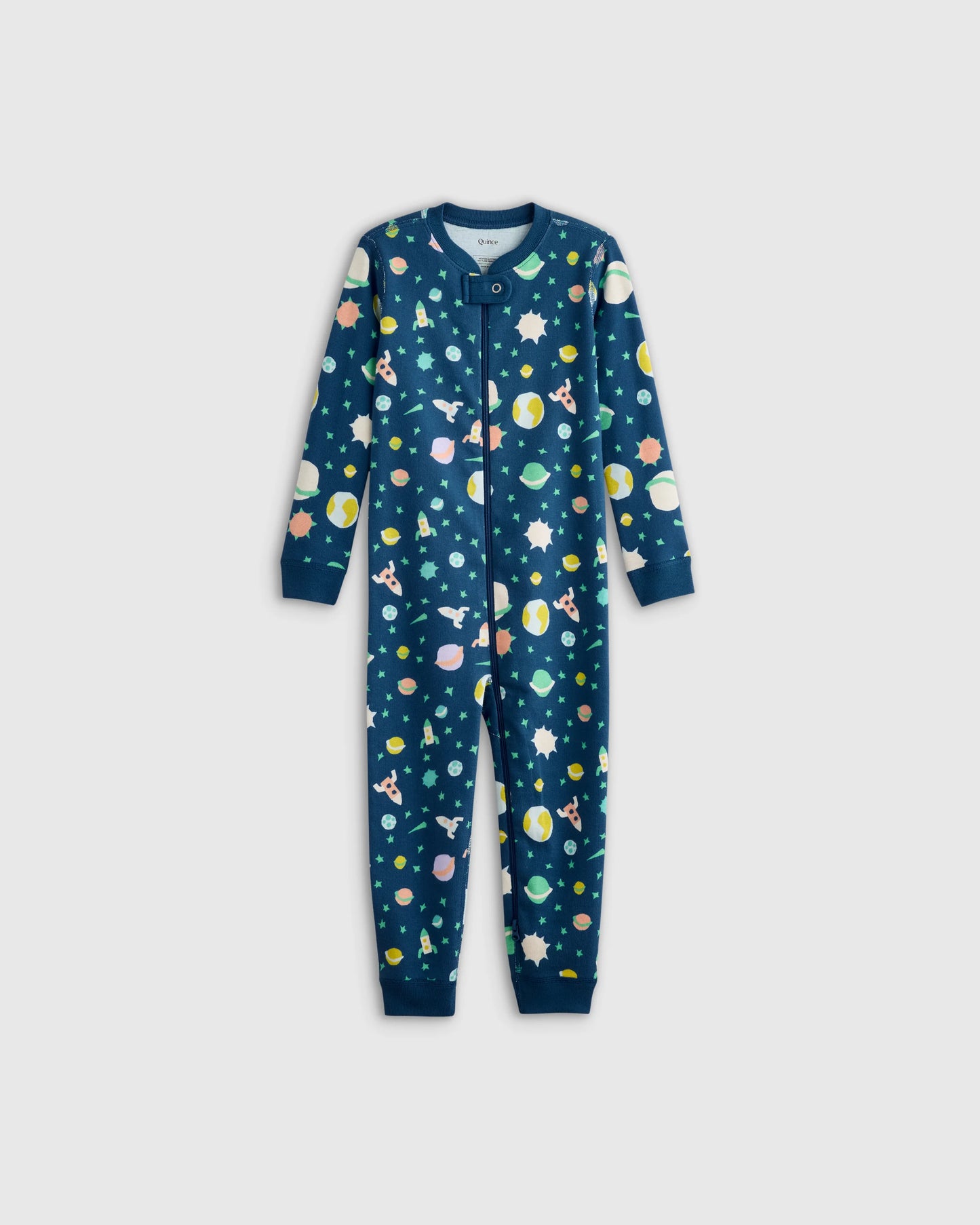 100% Organic Cotton One Piece Pajama - 2T / Navy Stripe