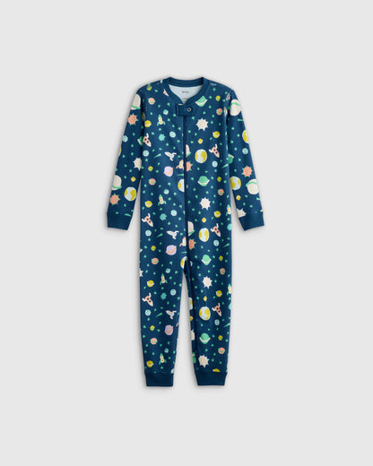 100% Organic Cotton One Piece Pajama - 2T / Navy Stripe