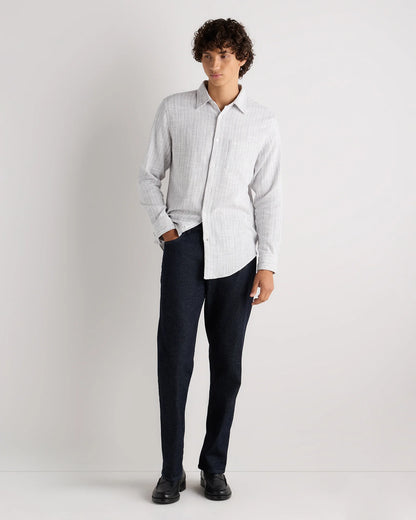 Organic Cotton Stretch Selvage Shirt - S / Mini Blue Stripe