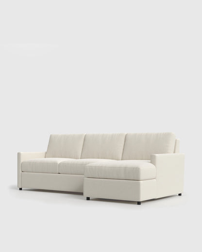 Brennan Performance Chenille Linen Blend Chaise Sectional - Right Arm / Snow