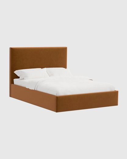 Square Bed in Performance Velvet - Full / Butterscotch