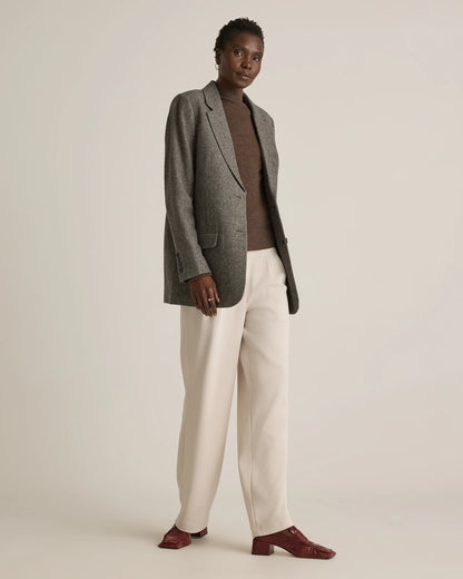Italian Wool Oversized Blazer - XS / Textured Brown