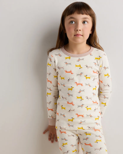 100% Organic Cotton Long Sleeve and Pant Pajama Set - 6 / Navy Stripe