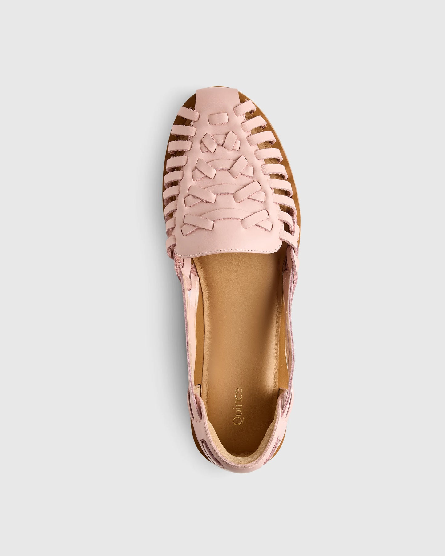 100% Leather Huarache Flat - 5 / Cashew