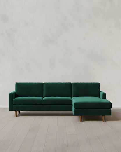 Atlas Midcentury Chaise Sectional in Performance Velvet - 106" Right Arm / Pine