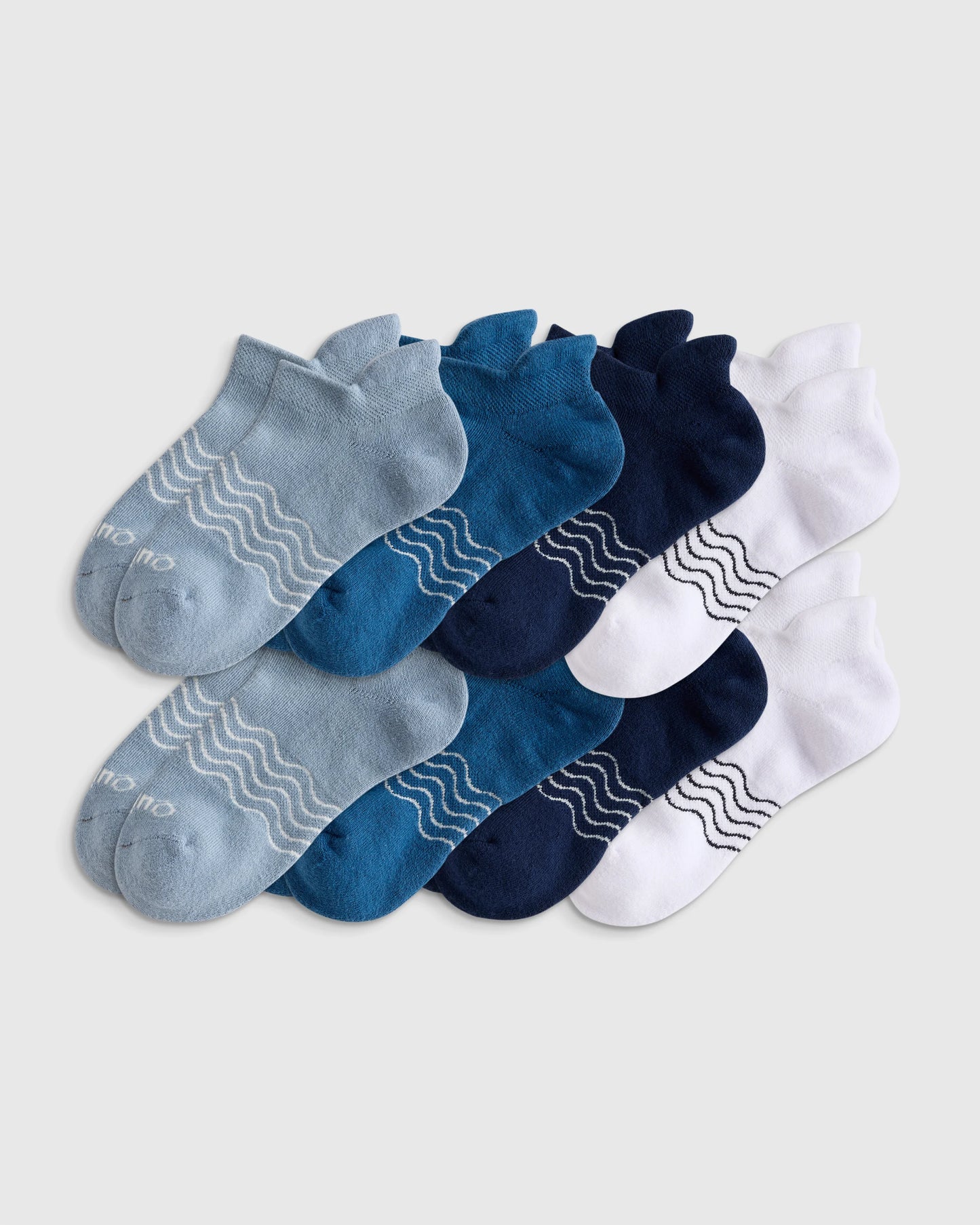Kids Organic Cotton Ankle Socks 8-Pack - S / Blue/White Multi