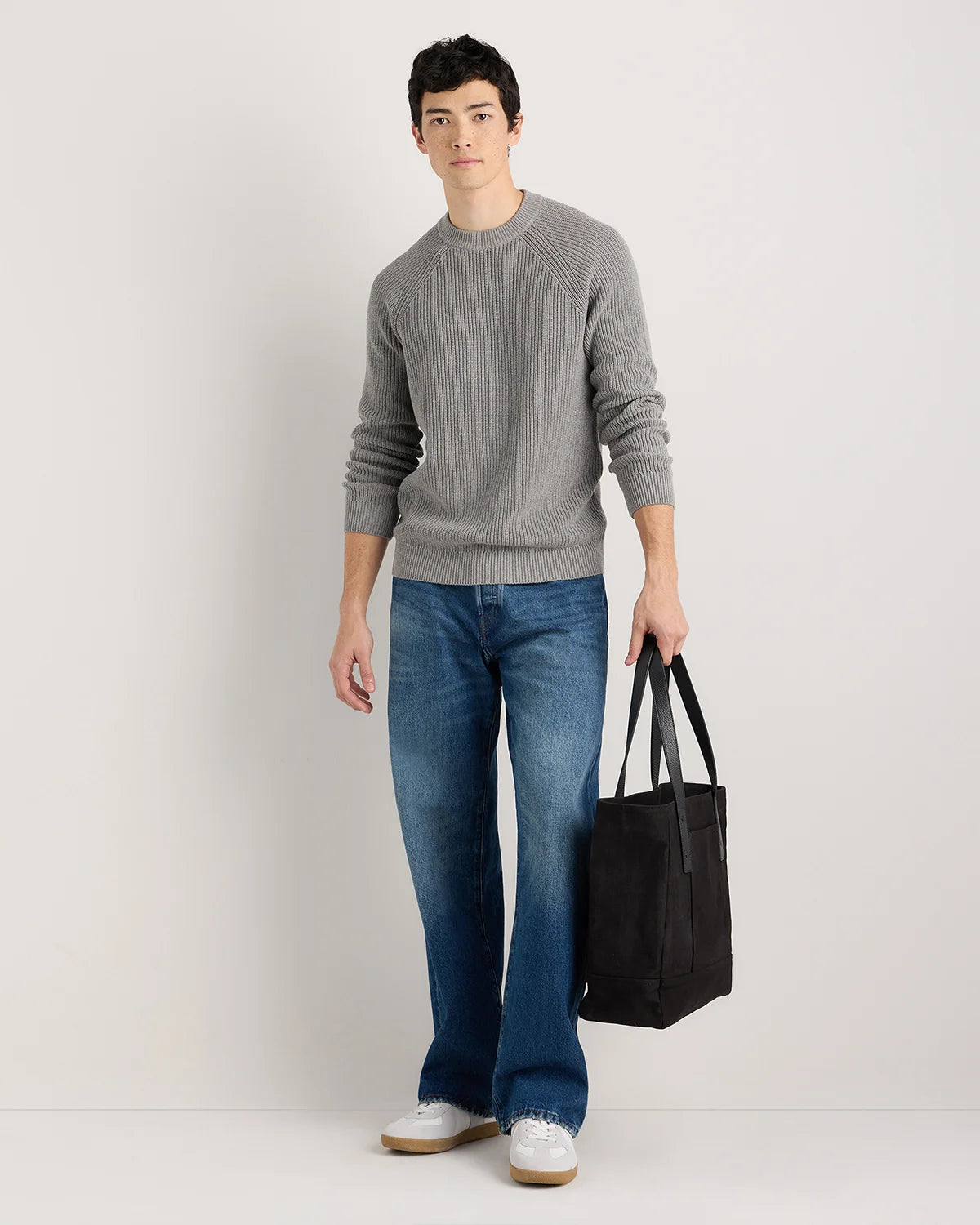 100% Organic Cotton Ribbed Crewneck Sweater - XS / Bahia Blue