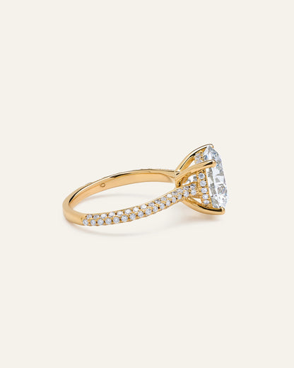 Lab Grown Diamond Round Pave Cathedral Engagement Ring - 5ct - 4 / Yellow Gold