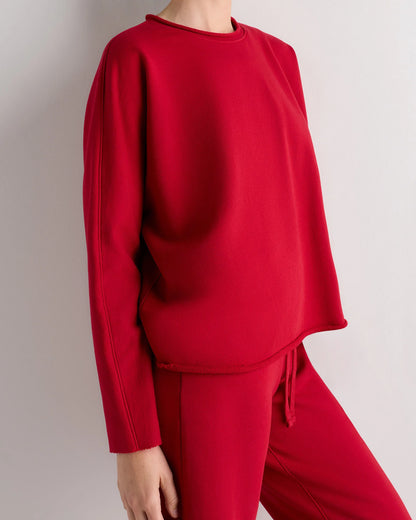 Organic French Terry Crew - XS / Ruby Red