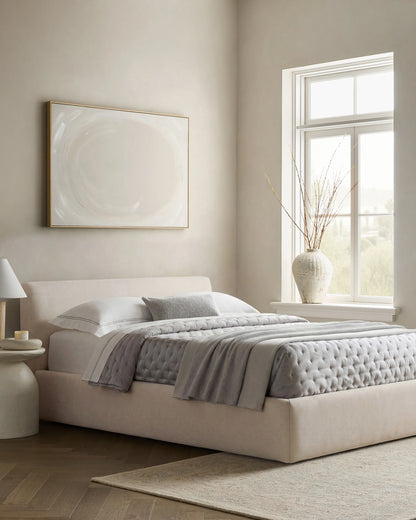 Plush Low Profile Platform Bed - Queen / Ivory