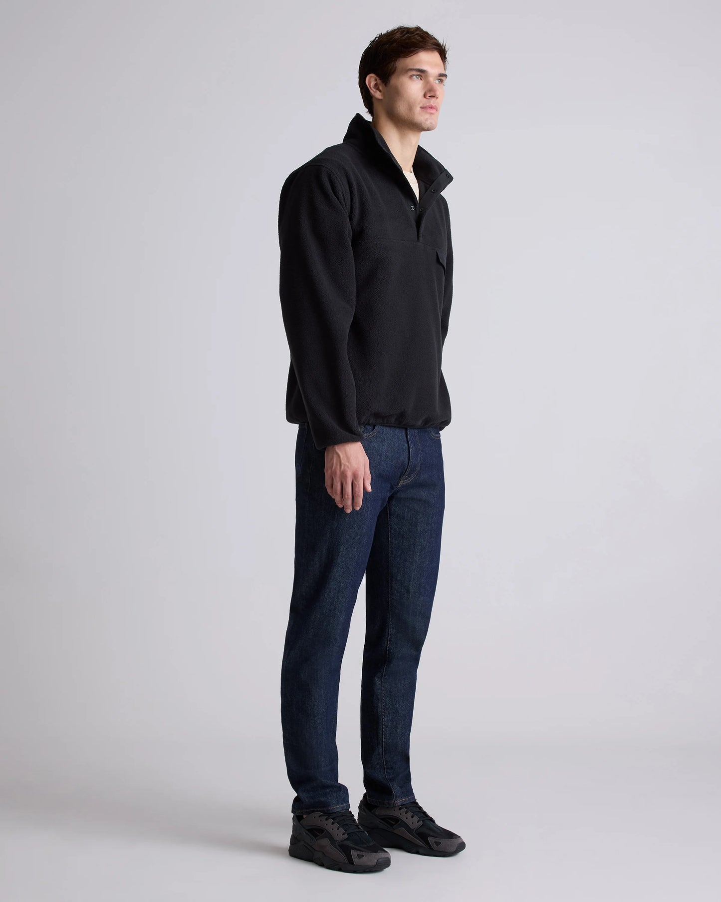 Polar Fleece Snap Pullover - S / Bold Black