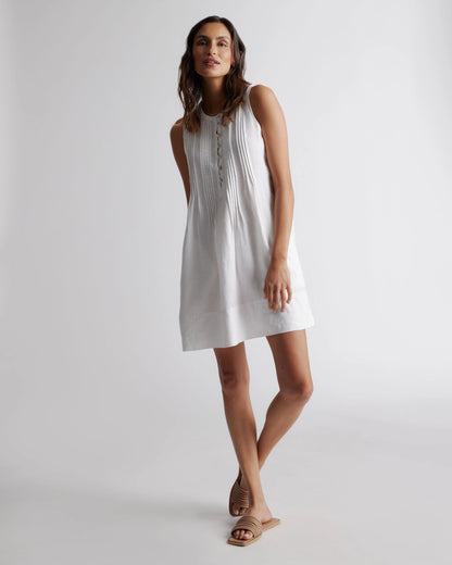 100% European Linen Sleeveless Swing Dress - XS / Classic Mini Gingham