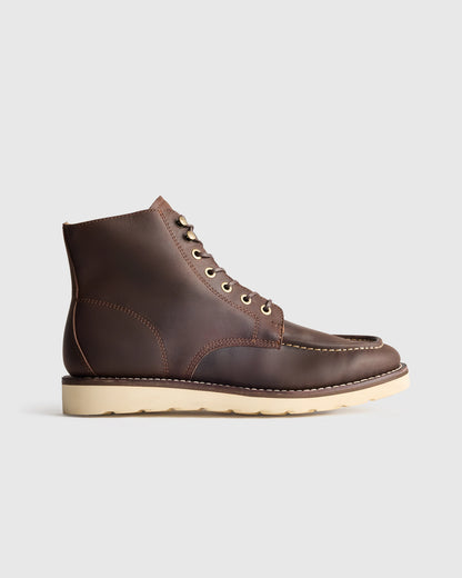 Crafted Leather Moc Toe Boot - 7 / Dark Chocolate