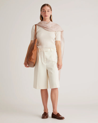 Lightweight Linen Silk Cashmere Scarf - One Size / Ivory