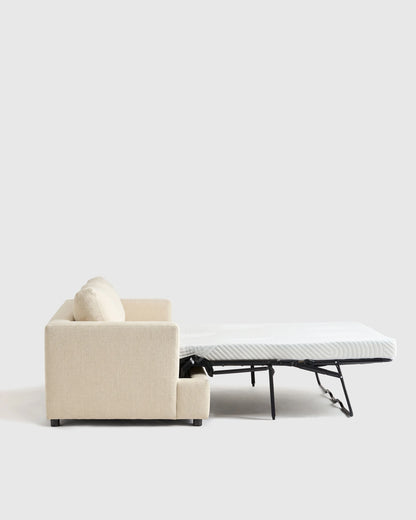 Sierra Curved Arm Sleeper Sofa in Performance Basketweave - One Size / Flax