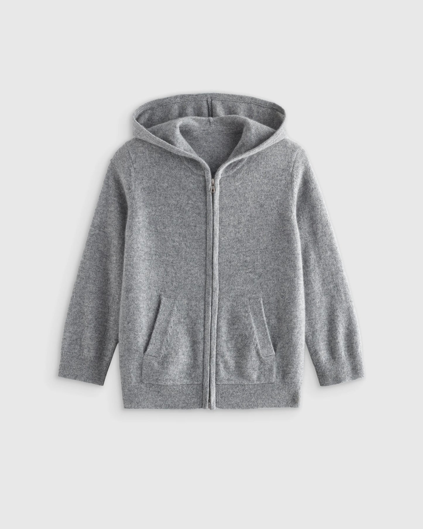 Washable Cashmere Full Zip Hoodie - 6 / Heather Grey