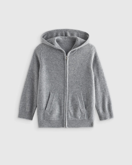 Washable Cashmere Full Zip Hoodie - 6 / Heather Grey