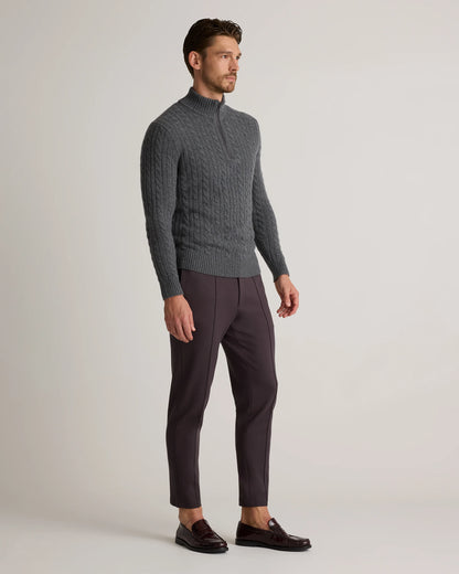 Luxe Baby Cashmere Cable Quarter Zip Sweater - S / Pearled Ivory