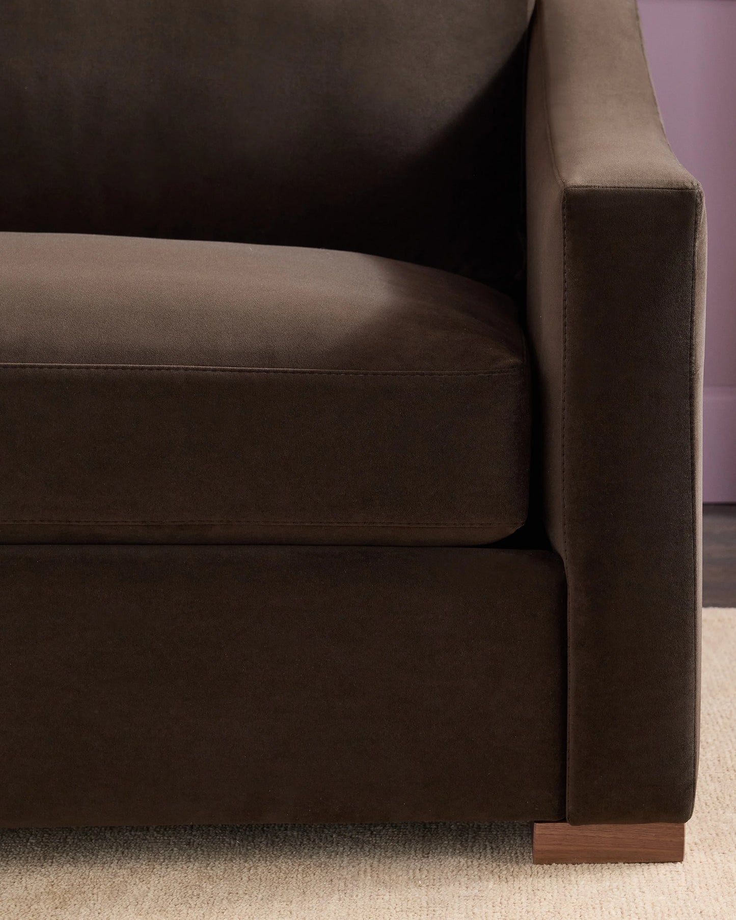 Hollis Slope Arm Sofa in Performance Velvet - 72" / Ivory