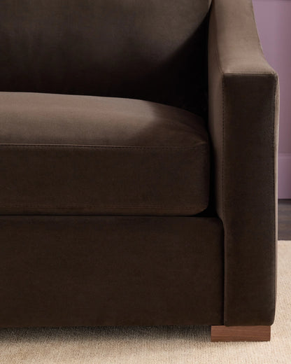 Hollis Slope Arm Sofa in Performance Velvet - 72" / Ivory