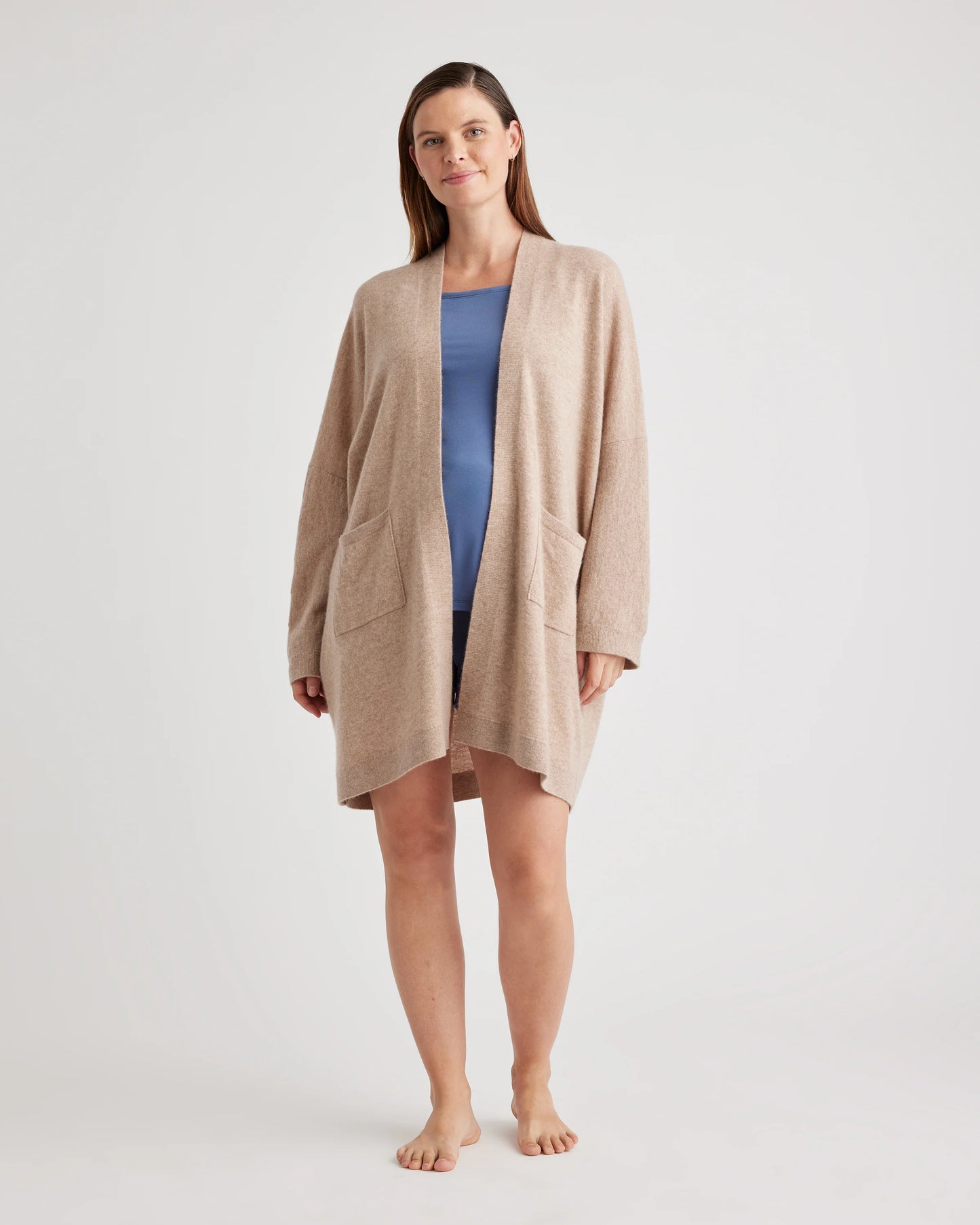 Mongolian Cashmere Maternity & Nursing Cocoon Cardigan - XS / Oatmeal